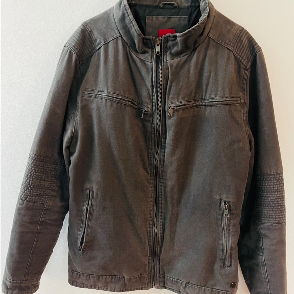 Civil Society Full Zip Motorcycle Biker
Jacket Men's Size L Gray Lined.